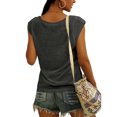 thumbnail image 4 of Pompotops Womens Solid Color Cap Sleeve Blouses T-Shirt Casual Loose Fit Basic Shirts Tank Tops, 4 of 8