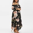 thumbnail image 2 of Drppepioner Women Off Shoulder Plus Size Lace Up Maxi Flowing Floral Print Dress, 2 of 5