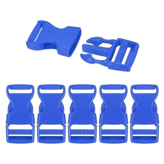 Uxcell Lot de 6 Boucles à Dégagement Latéral Rapide, Clip de Boucle en Plastique 1 Pouces(25 mm) à Double Réglage, Fermoirs à Pression pour Sac à Dos, Bracelets en Paracorde d'Extérieur, Collier pour Animal de Compagnie, Bleu Foncé
