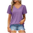 thumbnail image 1 of Birdeem Mode Femmes Été T-Shirt Décontracté à Manches Courtes Col en V, 1 of 6