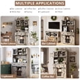 thumbnail image 2 of 72" Farmhouse Bar Cabinet with Sliding Barn Door, Tall Kitchen Buffet with Storage Hutch and 3 Drawer, Rustic Coffee Wine Bar Sideboard with Wine & Glasses Rack, for Living Room, Washed Grey, 2 of 4