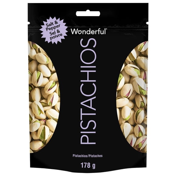 Wonderful Pistachios In-Shell Salt & Pepper Nuts, 178g Resealable Bag