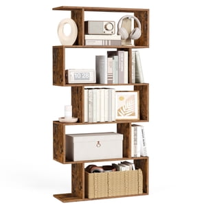 VASAGLE Bibliothèque, 5-Tier Bibliothèque, 24 x 70 x 159 cm, Plateau de rangement avec compartiments ouverts, pour salon, Chambre, Bureau, Rustique Brown