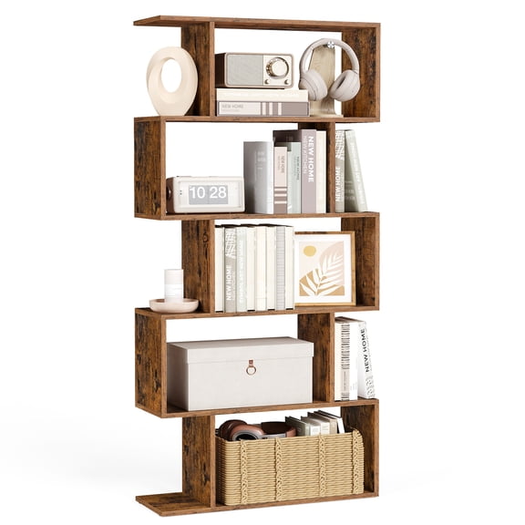 VASAGLE Bibliothèque, Étagère à 5 Niveaux, 24 x 70 x 159 cm, Étagère de Rangement avec Compartiments Ouverts, pour Salon, Chambre, Bureau, Brun Rustique