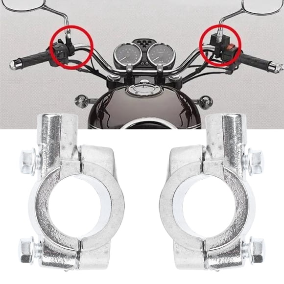 Support de Miroir pour Guidon de Moto, Pince de Fixation à Filetage de Miroir pour Impact pour VTT Trottinette Quad Vélos Noir M10, Argent M8, Argent M10