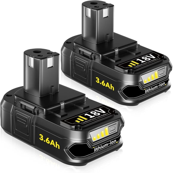 Replacement for Ryobi 18V Battery 3.6Ah Lithium ion 18 Volt Batteries Replacement for Ryobi 18V Cordless Tools P102 P107 P105 P104 P103 P108 2Pack.