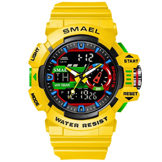 SMAEL Men Military Watch 50m Waterproof Wristwatch LED Quartz Clock Digital Sports Watches