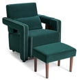 thumbnail image 1 of Costway Modern Berber Fleece Single Sofa Chair w/ Ottoman & Waist Pillow Green, 1 of 10