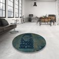 thumbnail image 3 of Ahgly Company Tapis d'Intérieur Carrés Abstraits Vert Sarcelle Profond, Tapis de Zone Abstraits, 6 Pieds Carré, 3 of 6
