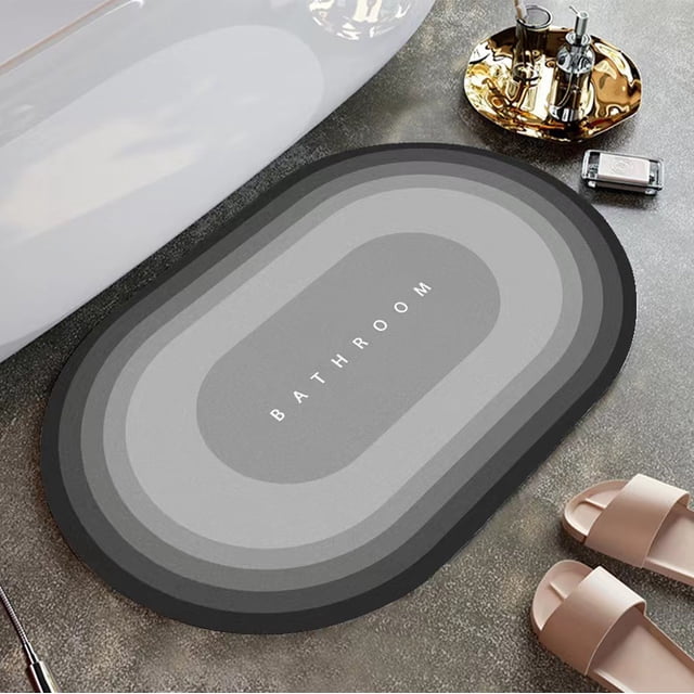 Bath Mat Rug,Soft Diatomaceous Earth Non Slip Quick Dry Rubber Backed Gray Bathroom Rug Mat,Absorbent Get Naked Bath Mat Rug for Bathroom Floor-Easy Clean Bathmat