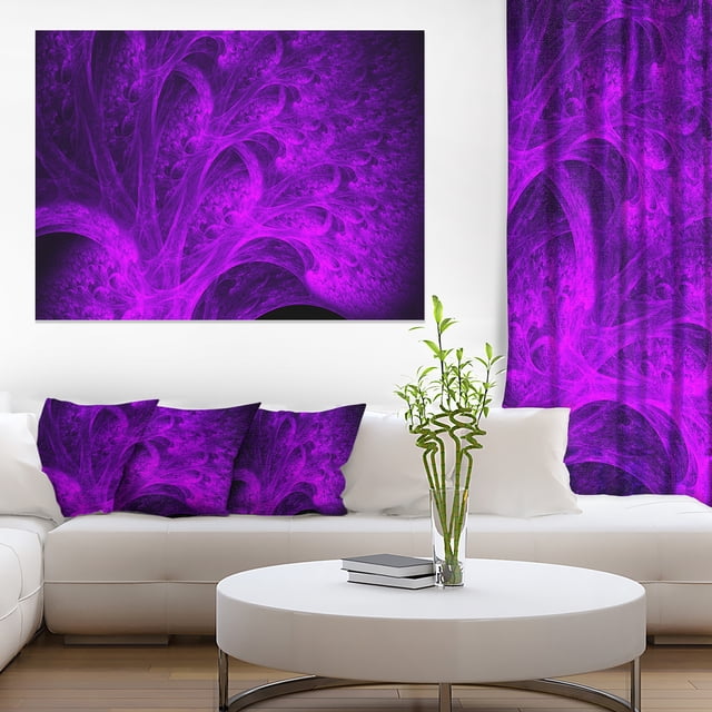 Bright Purple Magical Fractal Forest - Abstract Art on Canvas