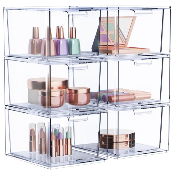 Sorbus Ensemble de 6 Organiseurs de Maquillage - Tiroirs Empilables Transparents en Acrylique Bacs de Rangement en Plastique pour l'Organisation et le Rangement
