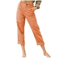 thumbnail image 2 of LSLJS Womens High Waisted Pants Women Casual Solid Color Pockets Buttons Elastic Waist Comfortable Straight Pants, 2 of 5