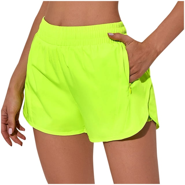 Yuyuzo Womens Workout Shorts High Waisted Athletic Running Active Sweat Shorts with Zipper Pockets