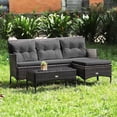 thumbnail image 2 of Gymax 3PCS Patio Rattan Sectional Conversation Furniture Set w/ Grey Cushions, 2 of 7