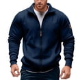 thumbnail image 1 of Chandail à Fermeture à Glissière pour Homme, Chandail Sans Capuche, Élégant, Col en V, Poche, Fermeture Éclair avant, Veste Décontractée pour Tous les Jours, 1 of 4