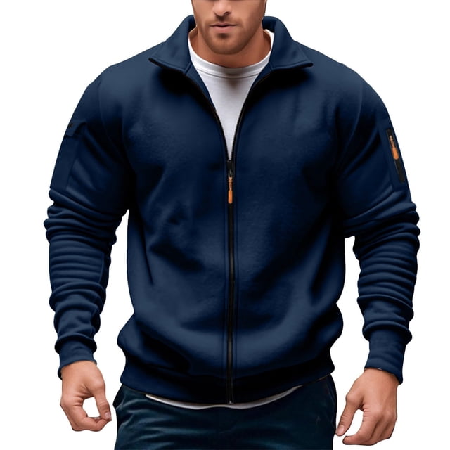 Chandail à Fermeture à Glissière pour Homme, Chandail Sans Capuche, Élégant, Col en V, Poche, Fermeture Éclair avant, Veste Décontractée pour Tous les Jours