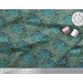 thumbnail image 2 of Soimoi Blue Poly Georgette Fabric Peacock & Fish Animal Skin Printed Fabric 1 Yard 52 Inch Wide, 2 of 3