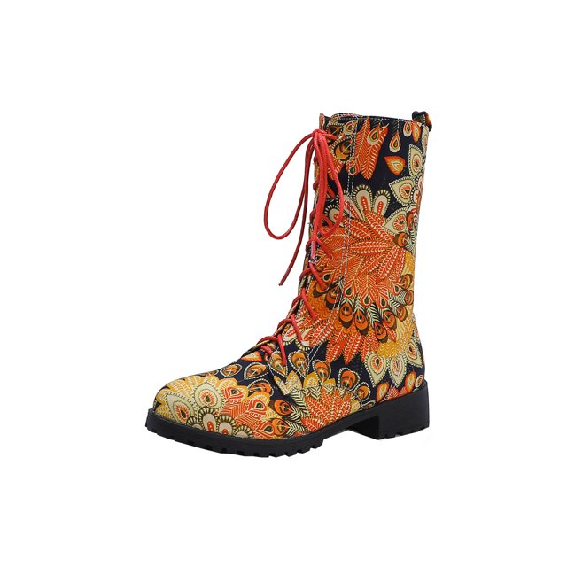 Bottes d'Automne et d'Hiver à Talon Bas, Lacées, Bout Rond, Bottines Courtes pour Femmes