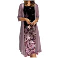thumbnail image 1 of TopLLC Womens Summer Dresses Ensemble Deux Pièces à Imprimé Floral Flowy Chiffon Dress Grande Taille Col Rond Sans Manches Dress Invité de Mariage, 1 of 5