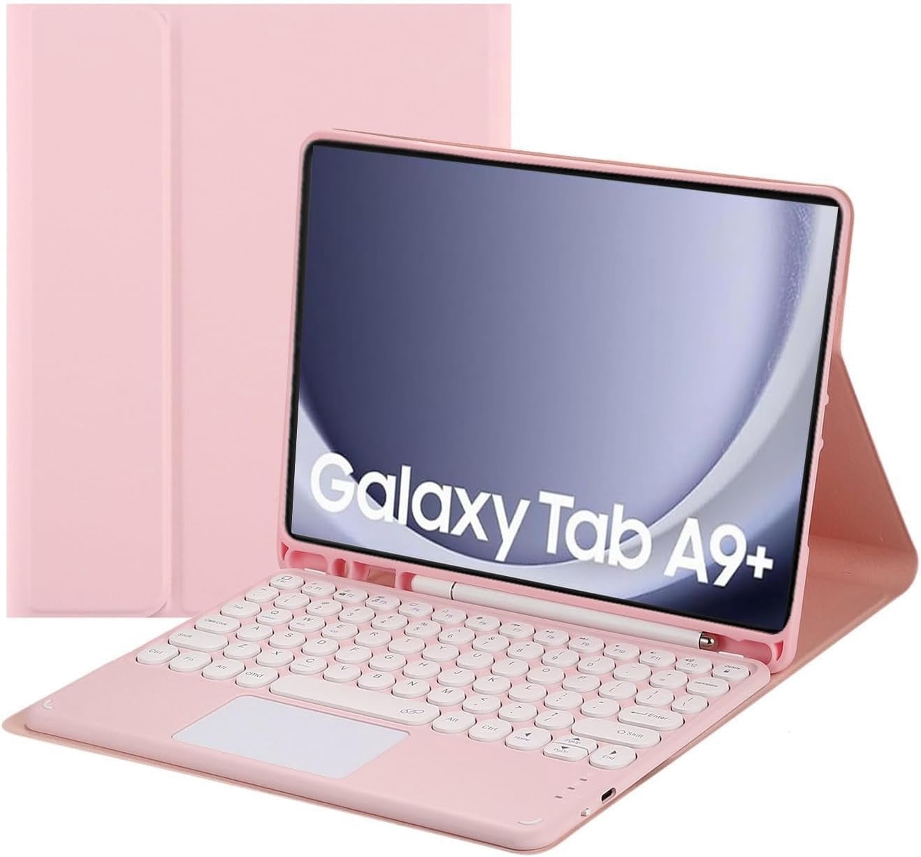 Touch Keyboard Case for Samsung Galaxy Tab A9 Plus 11'' 2023 (SM-X210/X216/X218), with Pencil Holder - Magnetically Detachable Touch Bluetooth Keyboard
