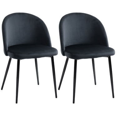 HOMCOM Ensemble de 2 Chaises de Salle à Manger, Chaise Latérale à Dossier Mi-Haut avec Revêtement Toucher Velours