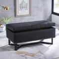 thumbnail image 1 of Emerson Fabric Studded Double Bench Ottoman (Black), 1 of 3