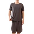 thumbnail image 2 of JDQJBZ Men's Breathable Sleep Set Short Sleeve Relaxed Fit Pajama Shorts Home Wear, 2 of 5
