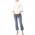 thumbnail image 2 of INSPIRE CHIC Pull à col roulé pour femmes à manches 3/4 avec volants, tricot slim en rib, S Blanc, 2 of 8