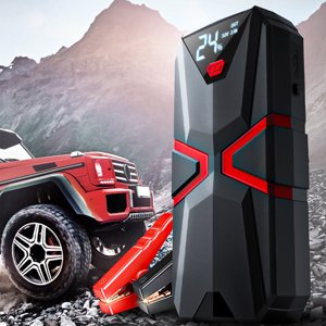 CEHVOM Accessoires de voiture, Saut à batterie de voiture 600A Alimentation électrique de secours 12V Batterie Pack Batterie Booster Jump Box Câbles de chargeur portatifs pour 6.0L Essence LED Écran d'affichage
