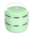 thumbnail image 3 of Thermal Lunch Box Stackable Hot Food Insulated Box 304 Stainless Steel Round Lunchbox Sealed Food ContainersDouble Layer 304 Thickened ( Green ), 3 of 14
