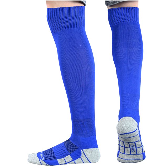 RXIRUCGD Children's Sports Socks Solid Color Football Socks High Tube Socks Knee High Socks( Blue, Size:M )
