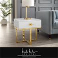 thumbnail image 2 of Posh Living Mano 1-Drawer Modern Stainless Steel End Table in White/Gold, 2 of 7