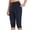 Navy, variant on Women's Yoga Capris Women's Knee Length Leggings High Waisted Yoga Workout Exercise Capris for Casual Summer with Pockets