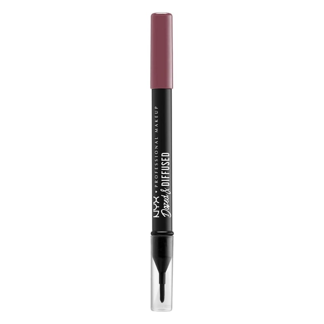 NYX Professional Makeup Dazed & Diffused Rouge à Lèvres Floutant en Descente, un Produit pour les Lèvres à Double Extrémité avec un Ligneur pour les Lèvres Mat Infusé d'Huile de jojoba Rose mauve pour Doublure et Remplissage des Lèvres et un Pinceau à Lèvres Plat Synthétique avec Capuchon Transparent pour Estomper les looks de Rouge à Lèvres Flouté et ombré.
