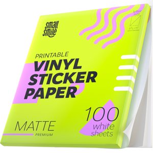 Sticker en vinyle imprimable Premium pour imprimante jet d'encre et laser - 100 Sticker blanc Matte Paper Waterproof - Papier adhésif de durabilité 8,5x11 (Matte, 100 Feuilles)