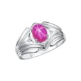 thumbnail image 4 of RYLOS Men's Rings 14K White Gold Rings Classic Designer Style 9X7MM Oval Gemstone & Diamond Ring Star Ruby July Birthstone Rings For Men, Size 10, 4 of 7