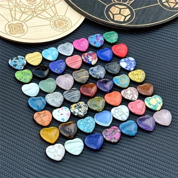 GFHFHITJ 15 Pcs Pierres Anti-Stress Styles Variés Pierres en Forme de Cœur Pierres en Forme de Cœur Colorées Pierres en Forme de Cœur Petites Pierres Mancala Cristaux pour Valentines Day