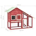 thumbnail image 4 of vidaXL Rabbit Hutch Red and White 140x63x120 cm Solid Firwood, 4 of 5