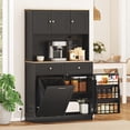 thumbnail image 2 of HOMCOM 68" Pantry Cabinet, Kitchen Cabinet with Charging Station, Black, 2 of 10
