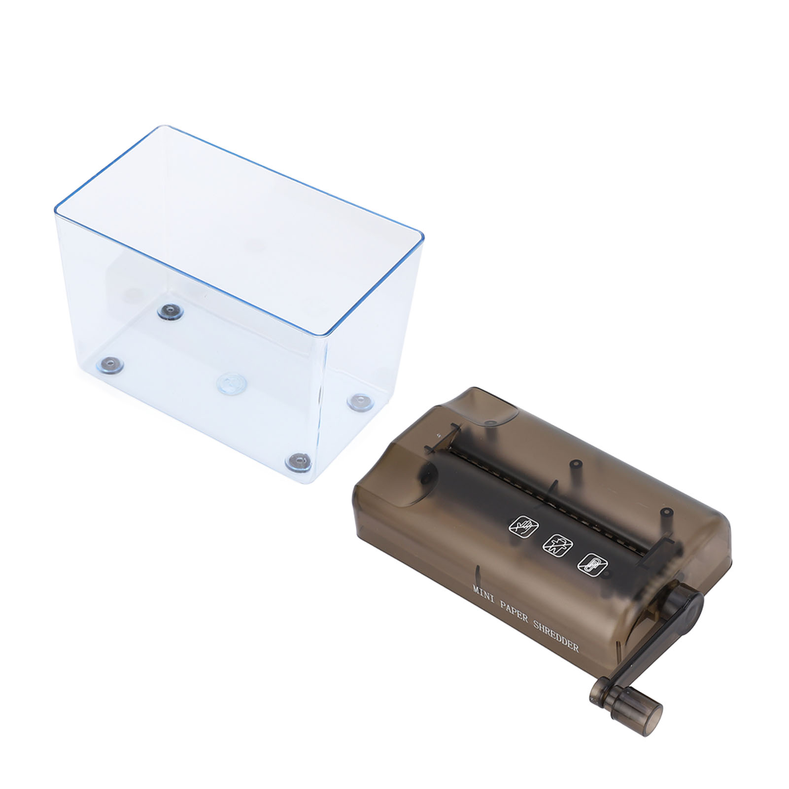 Mini Hand Shredder, Portable Manual Shredder with 1L Transparent Plastic Window for Documents