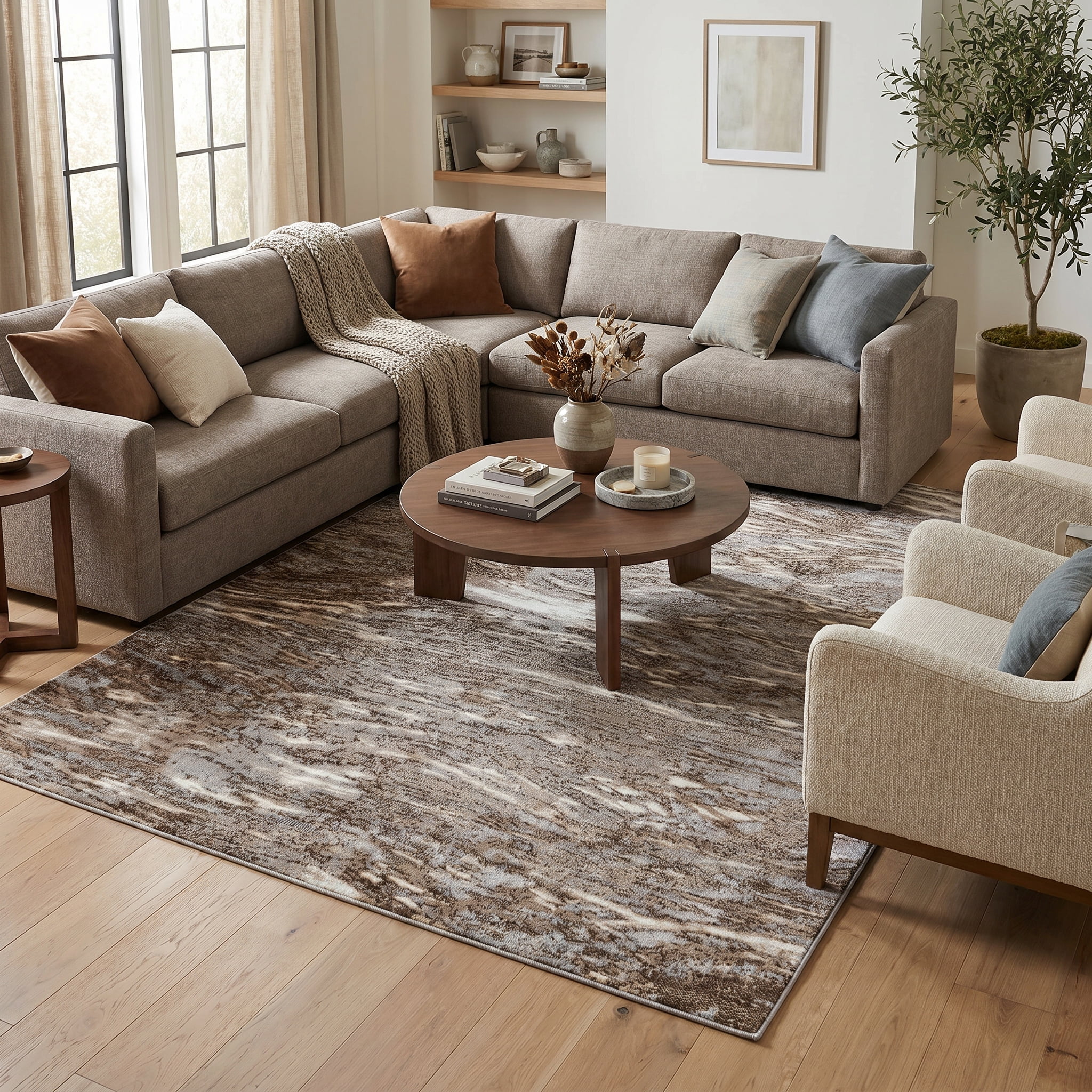 Rug Branch Collection Sakarya Tapis d'intérieur abstrait vague moderne