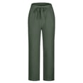 thumbnail image 5 of Yuyuzo Womens Cotton Linen Pants Drawstring High Waisted Lounge Pants Straight Leg Cropped Trousers, 5 of 5