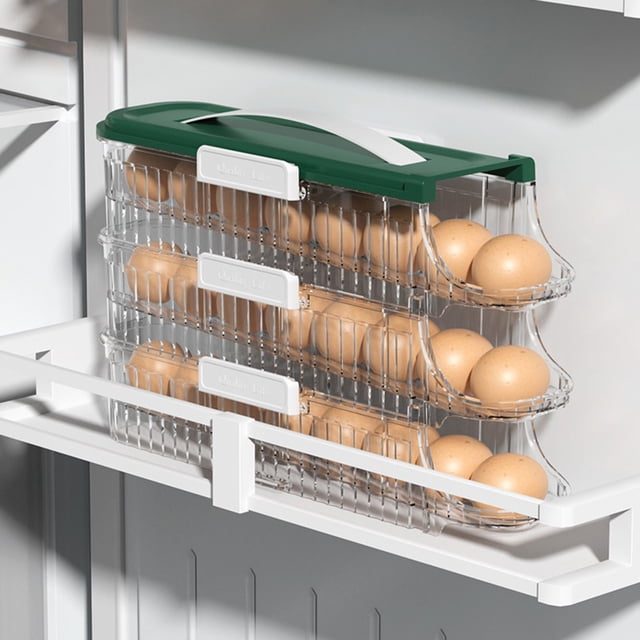 Boîte de Rangement pour Ufs, Support Roulant pour Porte de Réfrigérateur, Boîte de Rangement Empilable pour Réfrigérateur, Boîte de Cuisine, Support de Rangement en Plastique