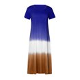 thumbnail image 4 of Fridja Womens Plus Size Daily Tie-dyed Color Block Loose V Neck Short Sleeve Dress, 4 of 7