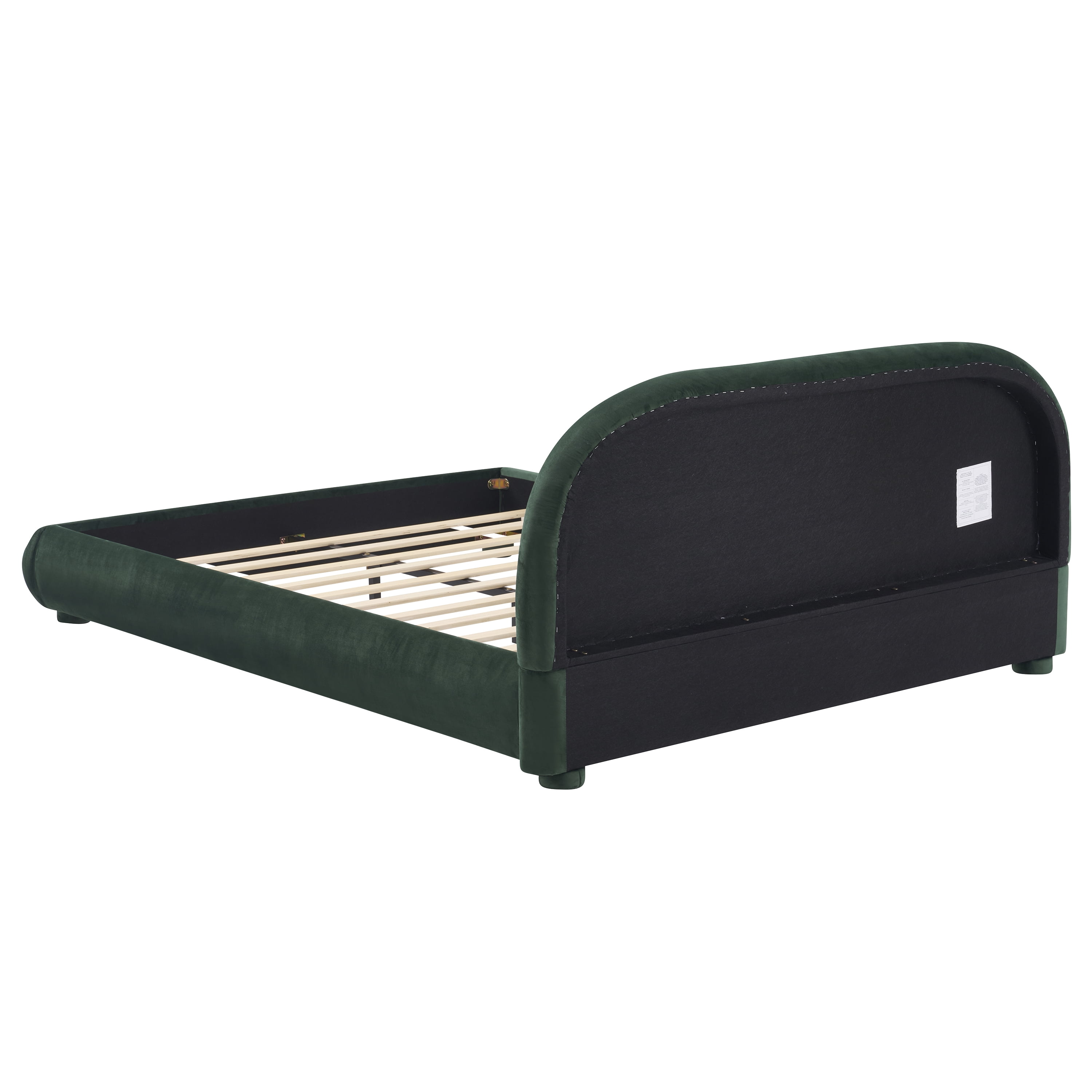 Noble House Lit rembourré Style King Cream, tête de lit en tissu texturé courbé avec structure solide, vert foncé