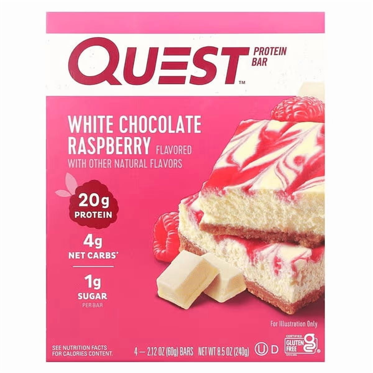 Quest Nutrition, Protein Bar, White Chocolate Raspberry, 4 Bars, 2.12 oz (60 g) Each