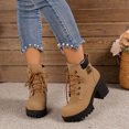 thumbnail image 2 of Platform Combat Boots for Women Trendy Leather Waterproof Non Slip Chunky High Heel Riding Ankle Booties, 2 of 6