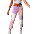 thumbnail image 4 of Honganda Women?s Contrast Color Stitching High-waist Slim Fit Straight Jeans, 4 of 10