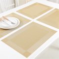 thumbnail image 4 of Oleegame 1PC Placemat 4pcs Frame Western Placemat Pvc Heat Insulation Mat Rectangular Simple Table Mat Household Leave In Plate Mat Gold, 4 of 5